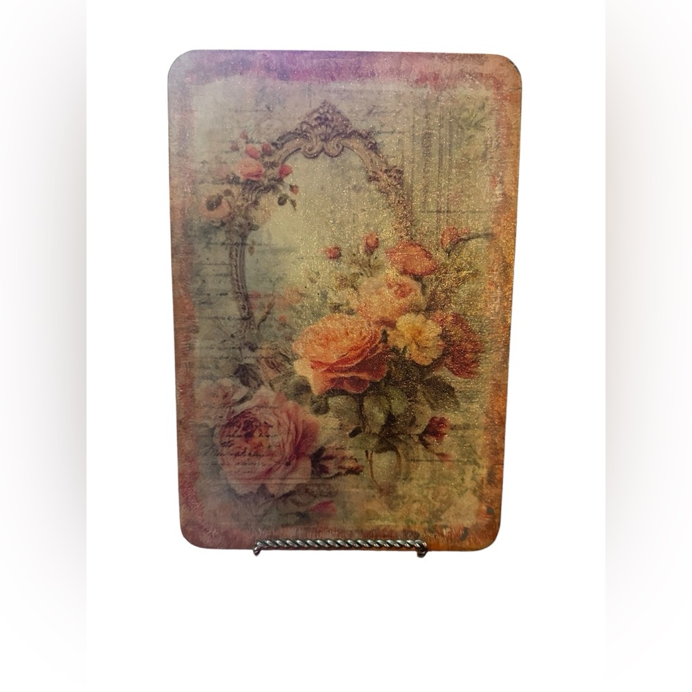 Hand Crafted Vintage Floral Cutting Board Decor